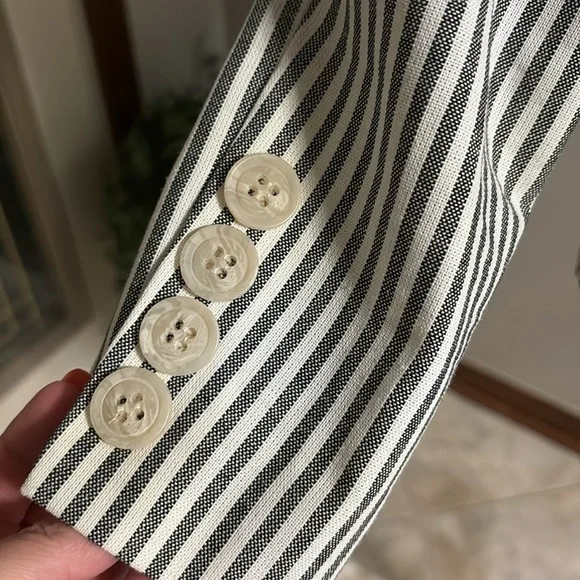 EVEREVE Tisbury stripe one button blazer blk white NWT cotton poly size XS